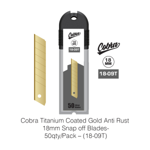 Cobra Titanium Coated Gold Anti Rust 18mm Snap off Blades-50qty/Pack – (18-09T)