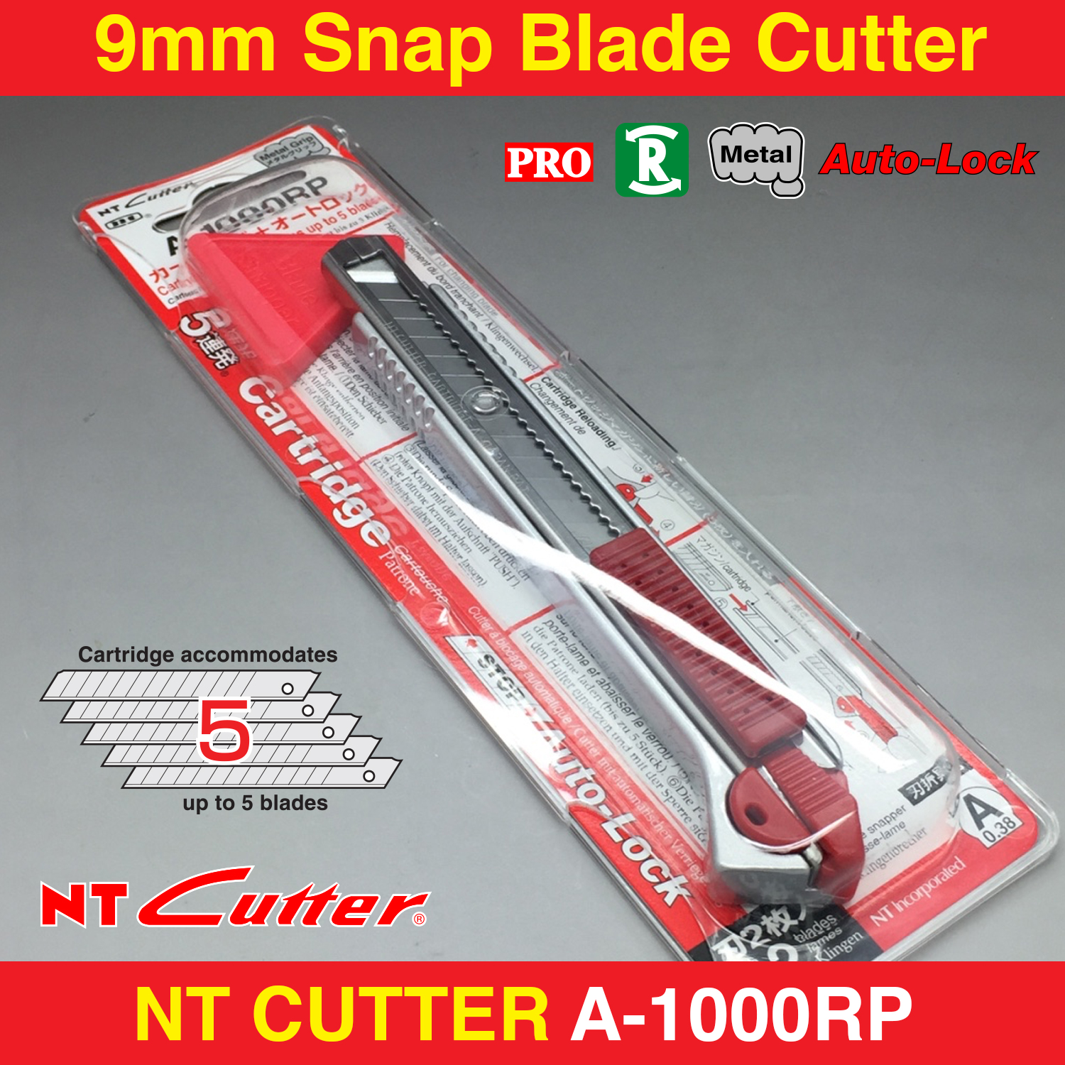 NT CUTTER A-1000RP 5-BLADE CARTRIDGE KNIFE