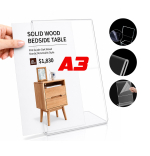 Acrylic POS Sign Holder - A3（2.5mm thickness with 15cm base）