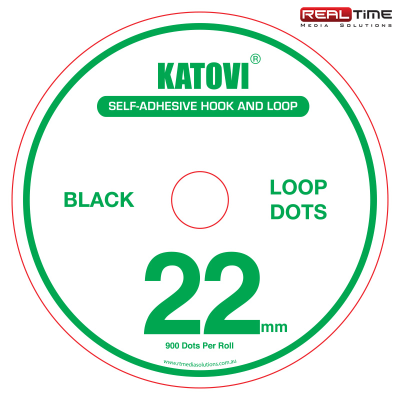 Adhesive Loop-Dot-22mm-900 dots/roll-Black - RT Media Solutions