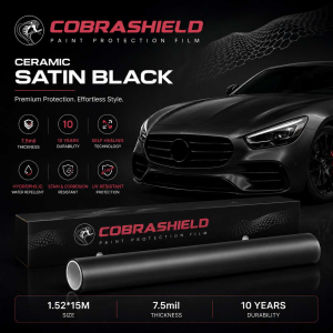 COBRASHIELD Ceramic Satin Black Paint Protection Film | 1.52*15M | 7.5mil | 10 years | Self Healing | Hydrophilic