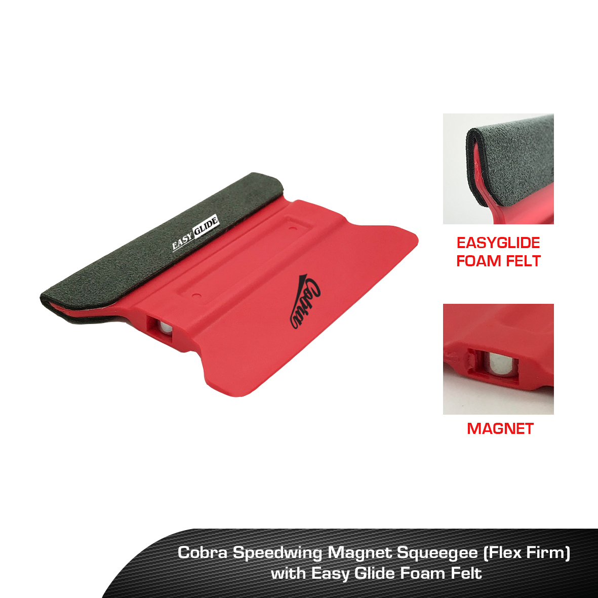 Cobra Speedwing Magnet Squeegee Firm) with Easy Glide Foam Felt - RT Media
