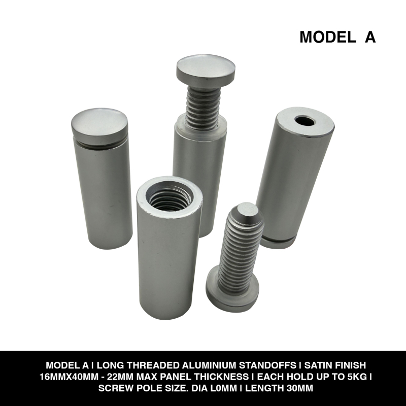 Long Threaded Aluminium Standoffs | Satin Finish | Hold up to 22mm Thickness - Image 4