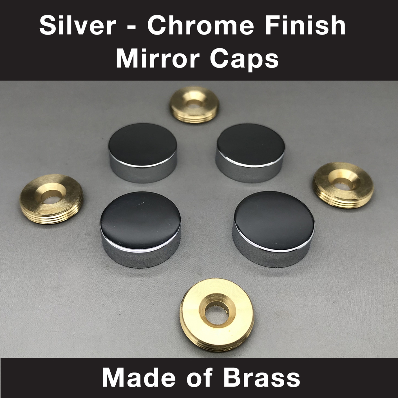 Silver Chrome Finish Mirror Caps Brass RT Media Solutions