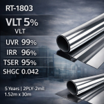 Silver Mirror Reflective Film - VLT 05% | 5 Years | 2PLY-2mil | 1.52 x30m  | UVR 99 | IRR 96 | | TSER 95% | S.H.G.C. 0.042