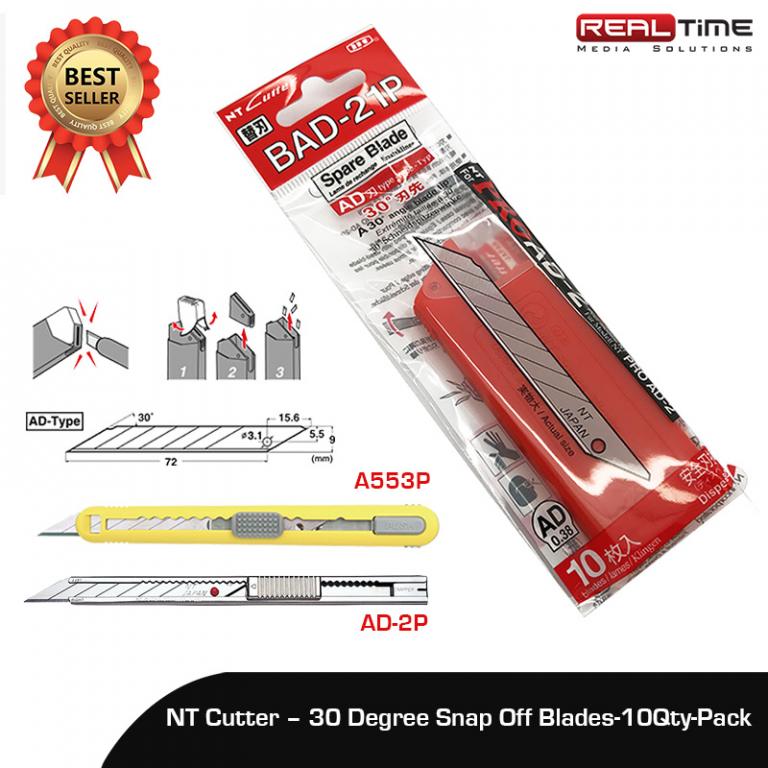 NT Cutter 30 Degree Snap Off Blades10QtyPack RT Media Solutions